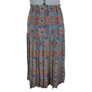 Vintage medallion print pleated midi skirt 8